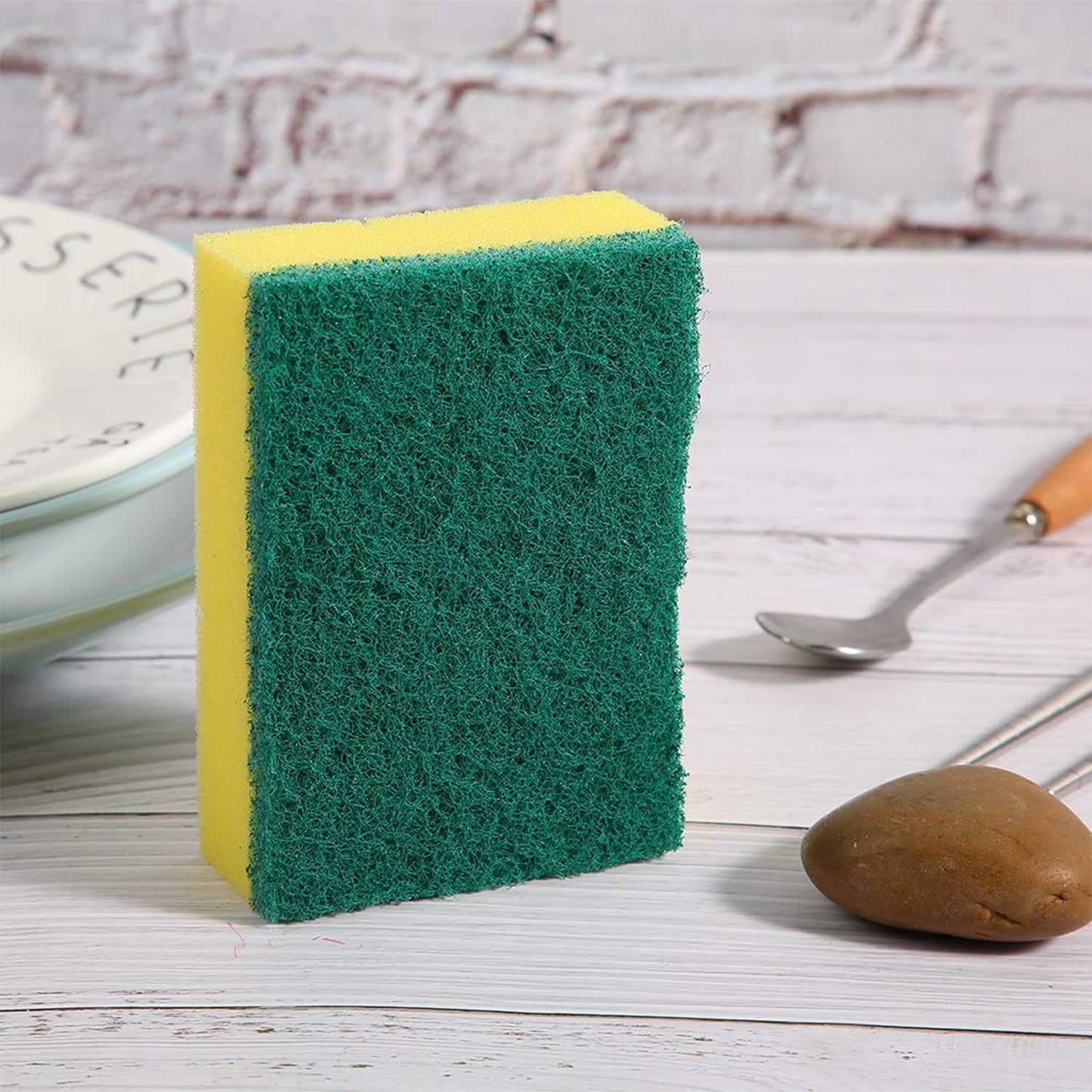Close-up view of multi-purpose scrub sponge fibers