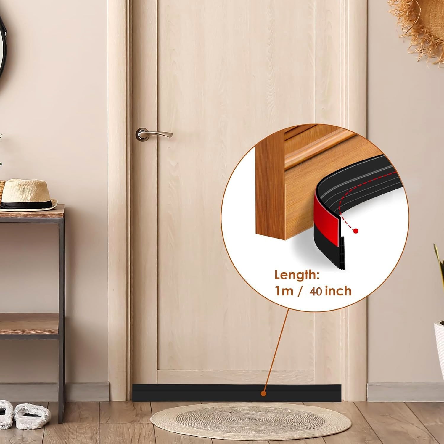 DeoDap 1 Meter Self-Adhesive Silicone Door Bottom Seal Strip - alternative angle