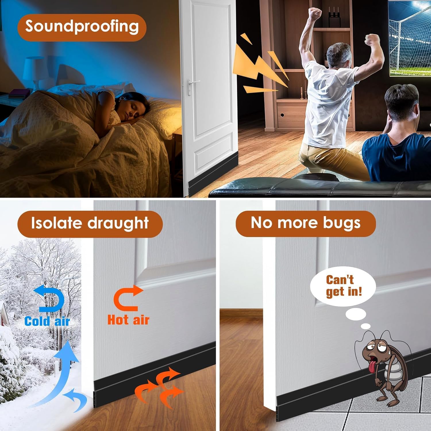 DeoDap 1 Meter Self-Adhesive Silicone Door Bottom Seal Strip - comparison shot