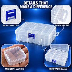 Transparent Compartment Storage Box with Removable Mini Cases (1 Pc)