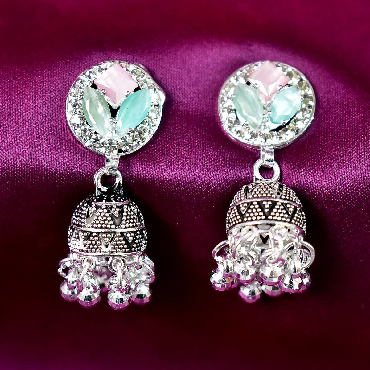 Elegant CZ Tassel Jhumka Earrings â€“ Long Dangle Bridal Drop Earrings for Women