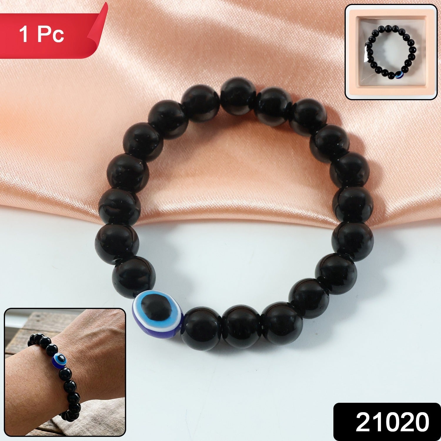 Elegant Dual-Tone Crystal Beaded Stretch Bracelet (1 Pc)