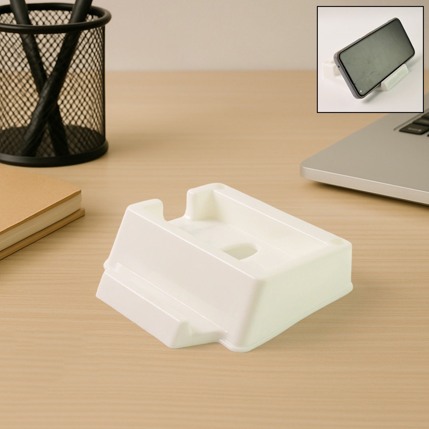 Mobile phone stand and organizer on wall