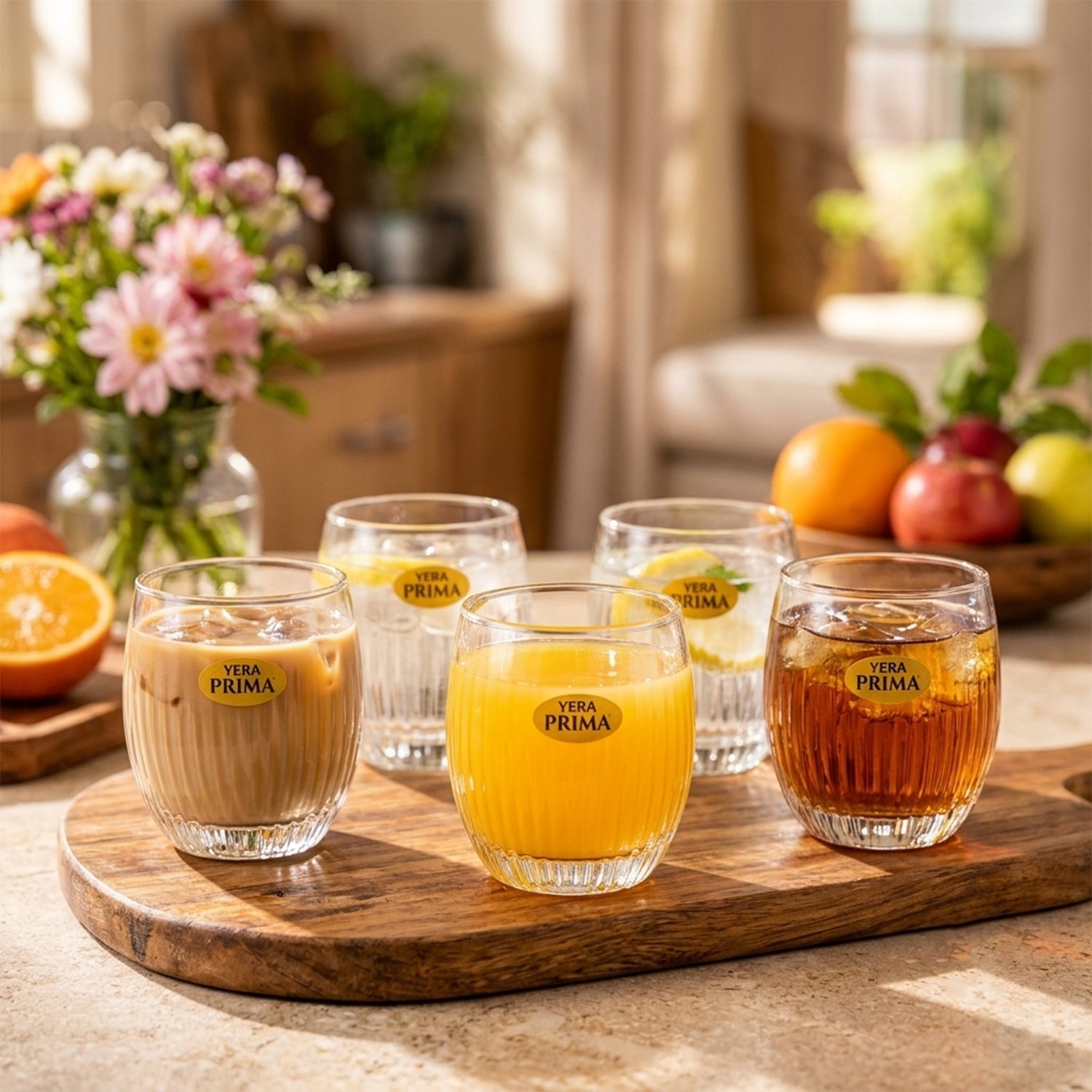 Yera Prima Naples Ribbed Glass Tumbler Set for Water and Juice (6 Pc)