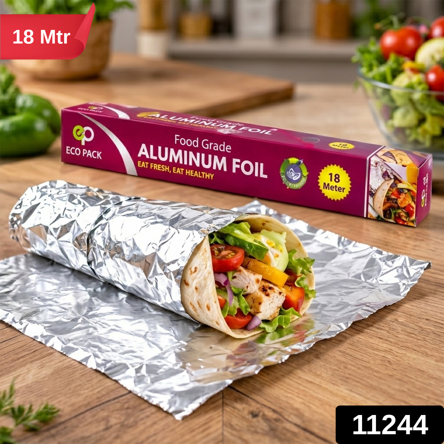 Aluminium Foil Paper Roll for Food Wrapping, Baking & Kitchen Use (18 Mtr)