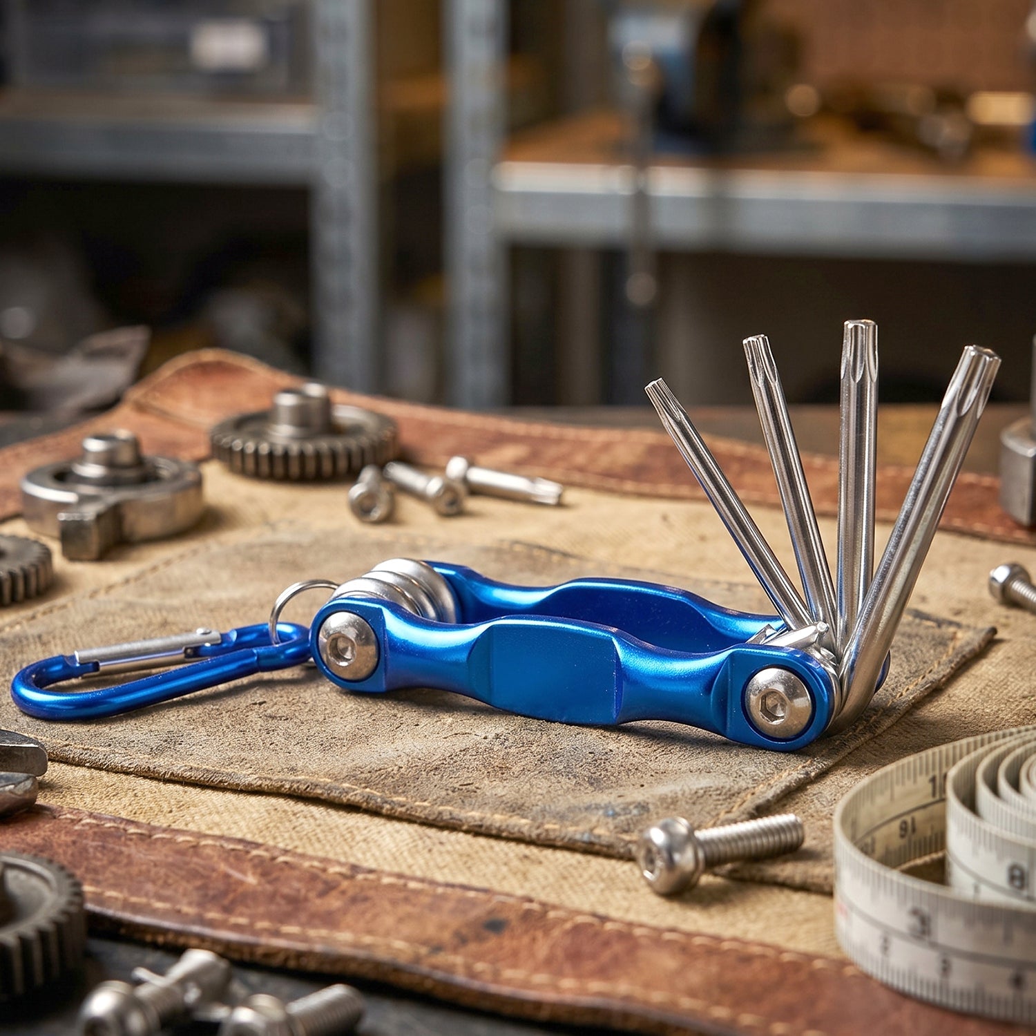 folding bike tool with screwdrivers and hex keys