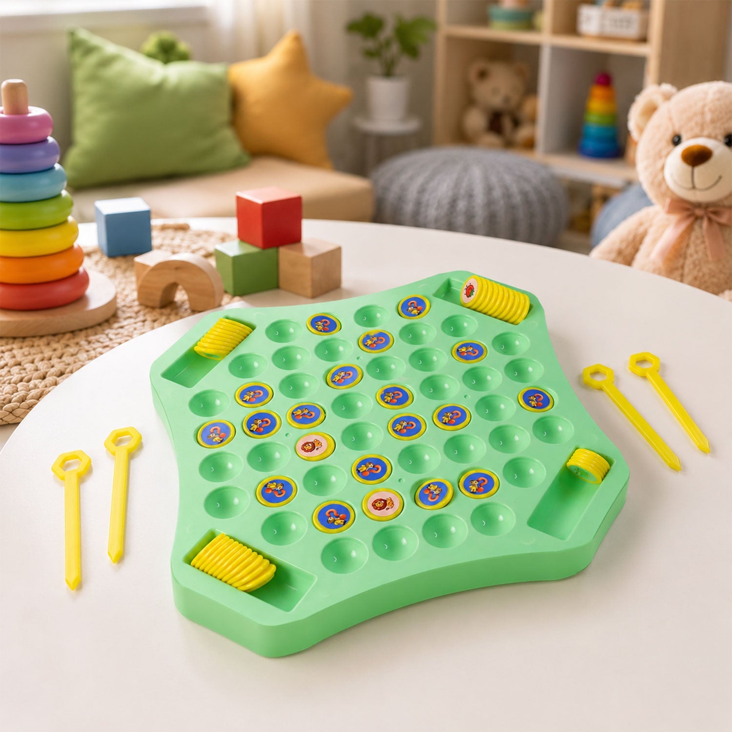 Colorful Flip & Match game board with animal & object designs