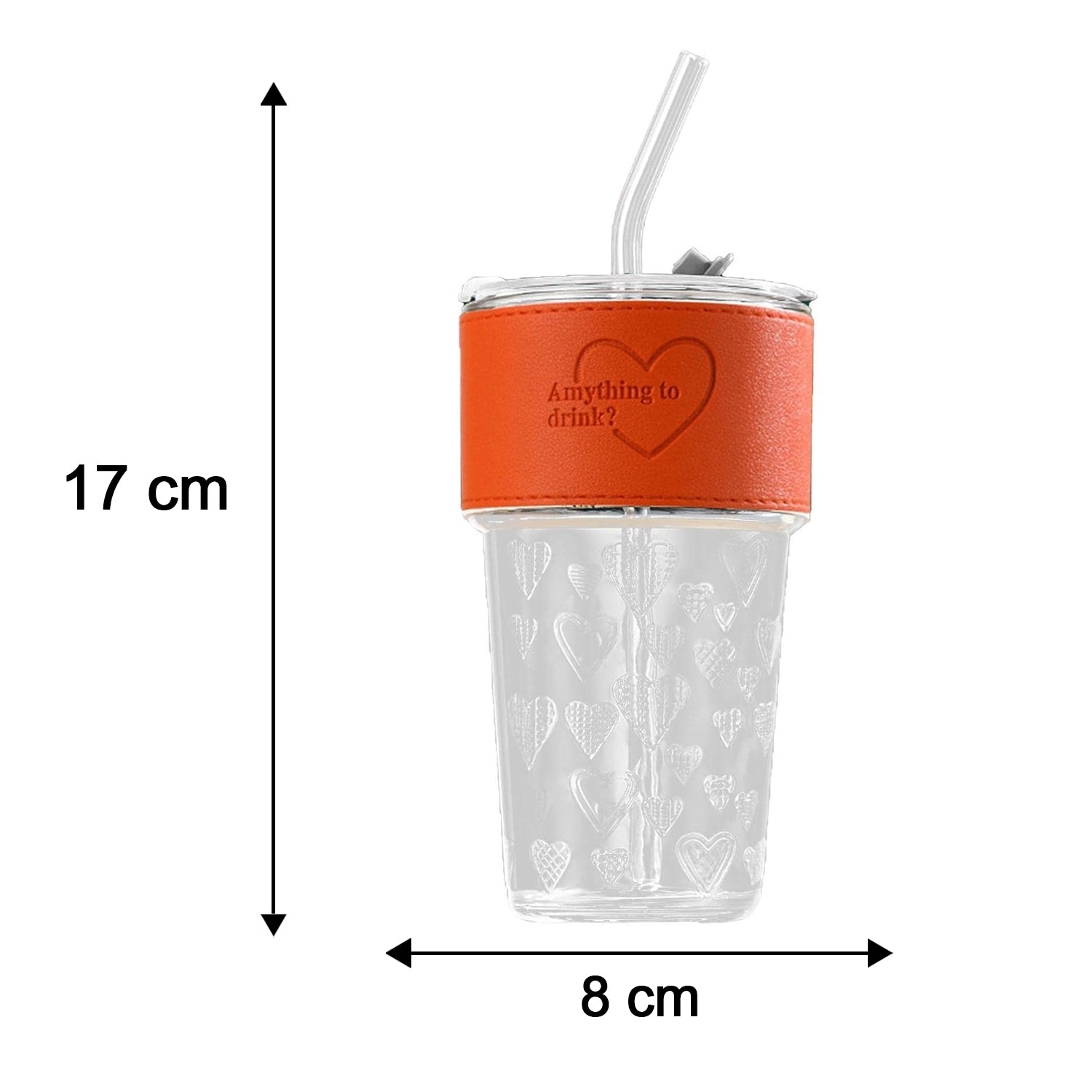 Dimensions of the clear glass drinking tumbler