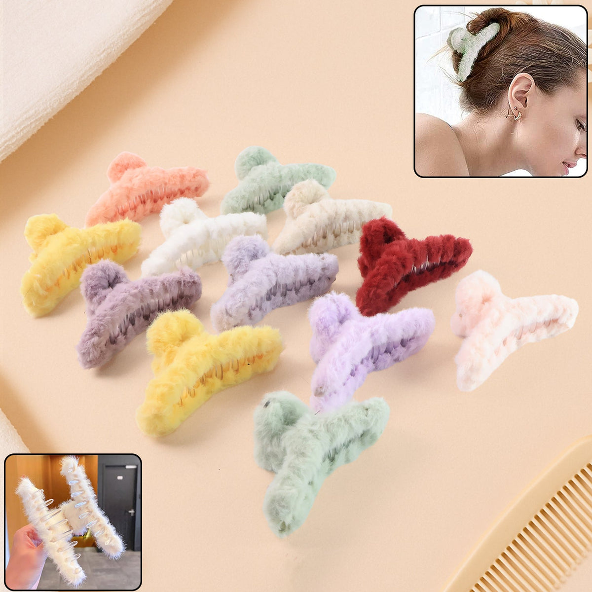 Fashion Fur Hair Clutcher Clips