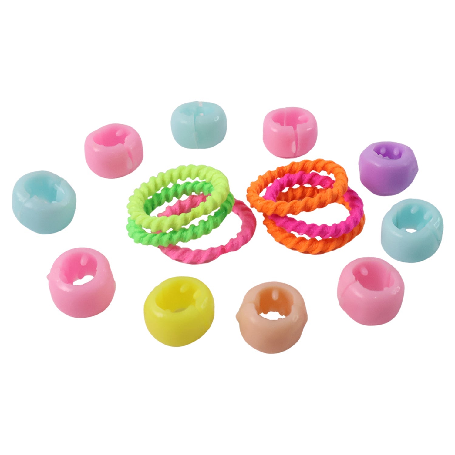 Elastic hair ties and crown clips set in soft colors