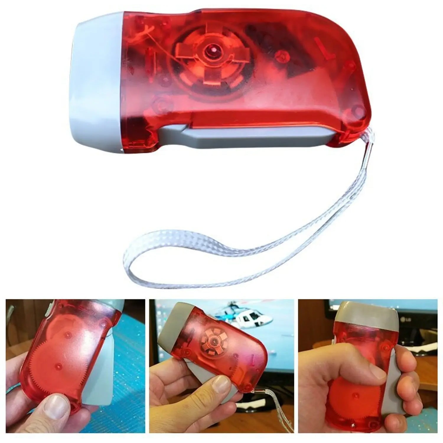 2-LED Hand Press Torch â€“ Battery-Free Hand Crank Flashlight