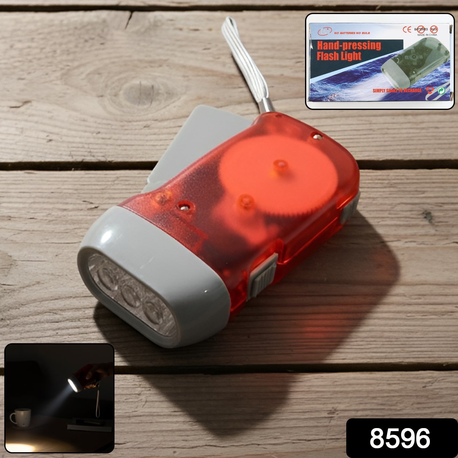 2-LED Hand Press Torch â€“ Battery-Free Hand Crank Flashlight