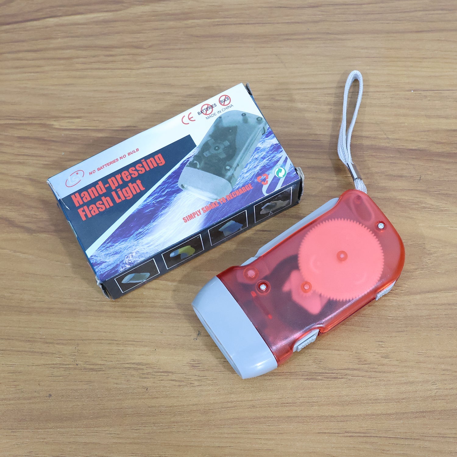 2-LED Hand Press Torch â€“ Battery-Free Hand Crank Flashlight