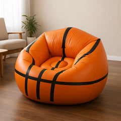 A playful inflatable ball chair set up in a cozy room, ready for relaxation.