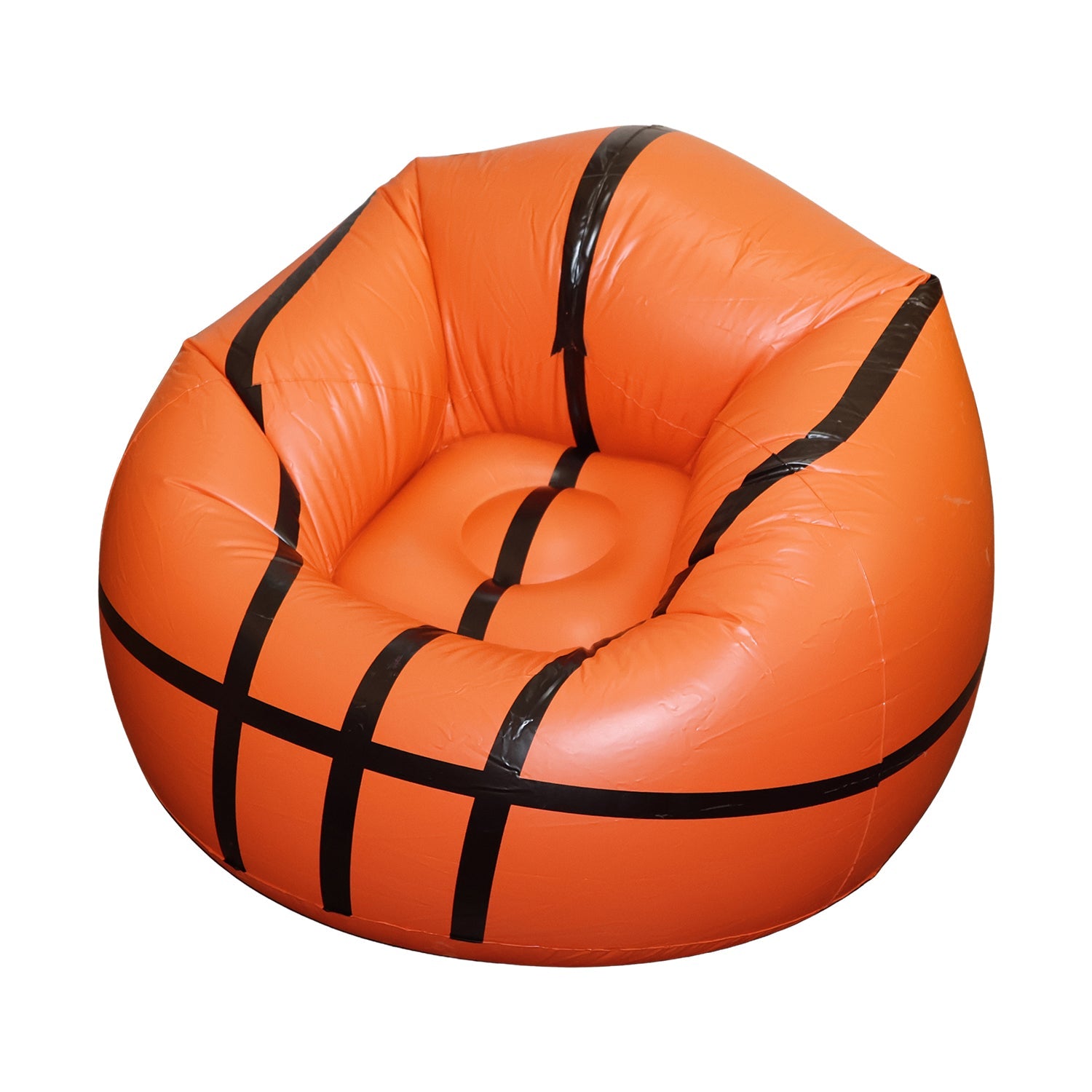 The versatile inflatable ball chair positioned in a bright indoor setting, ideal for reading or napping.