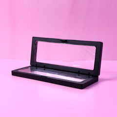 Closed top view of transparent jewelry display box 18x7cm