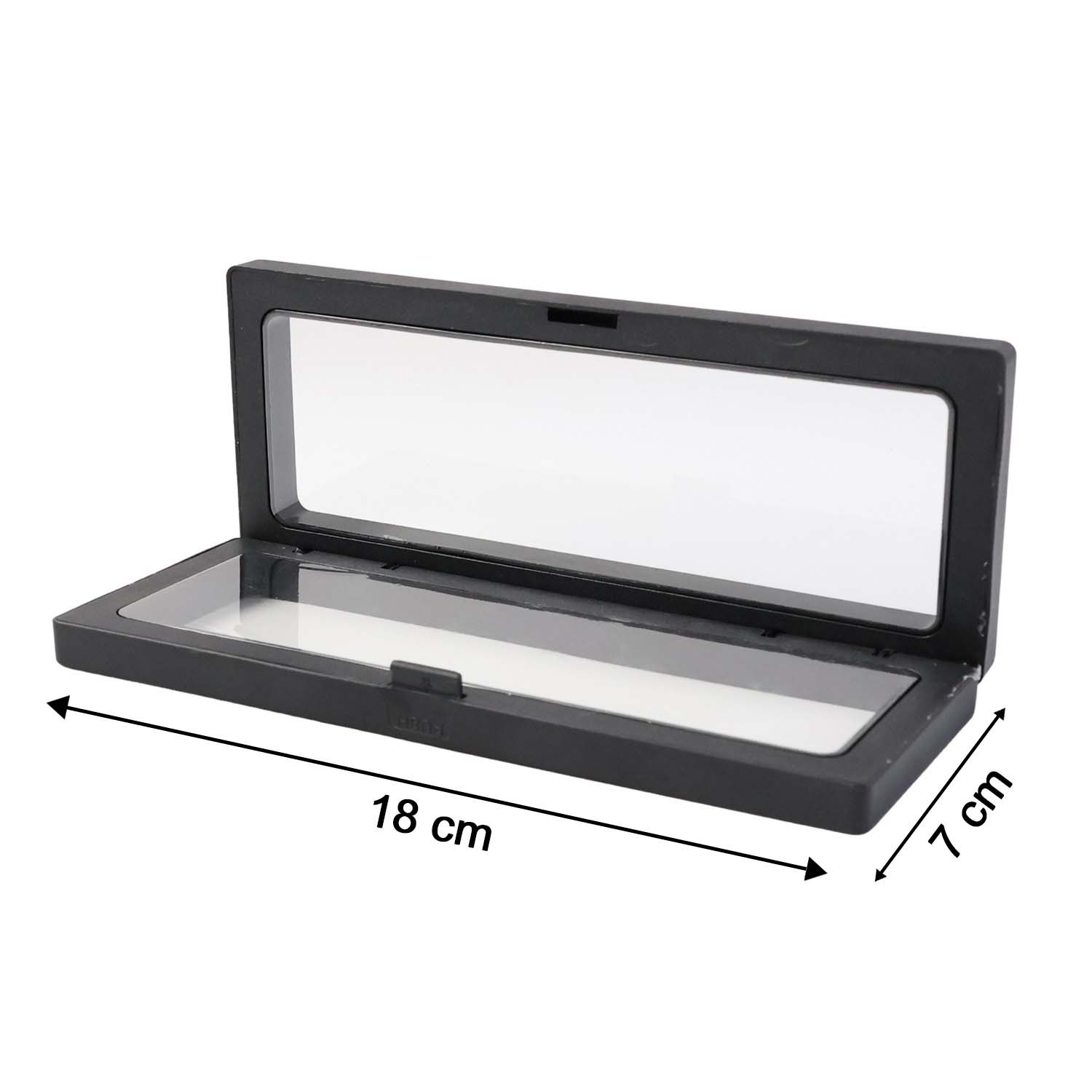 Side view of transparent jewelry display box 18x7cm