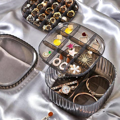 Plastic Multi-Compartment Jewelry Organizer Box, Stackable Ring Storage (1 Set)
