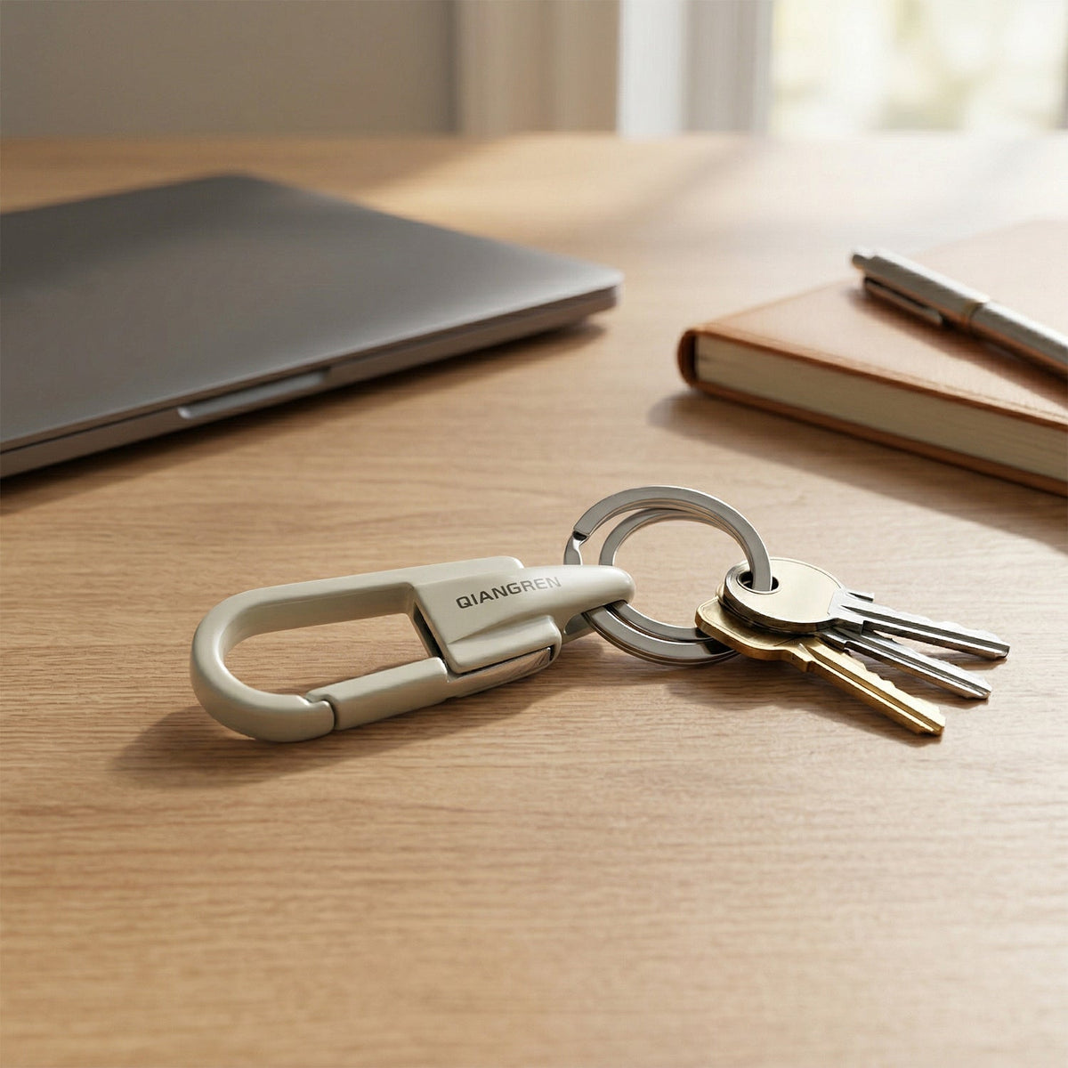 Heavy duty metal carabiner key holder with dual key rings