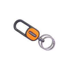 Heavy duty metal keychain with dual rings attached to a belt loop