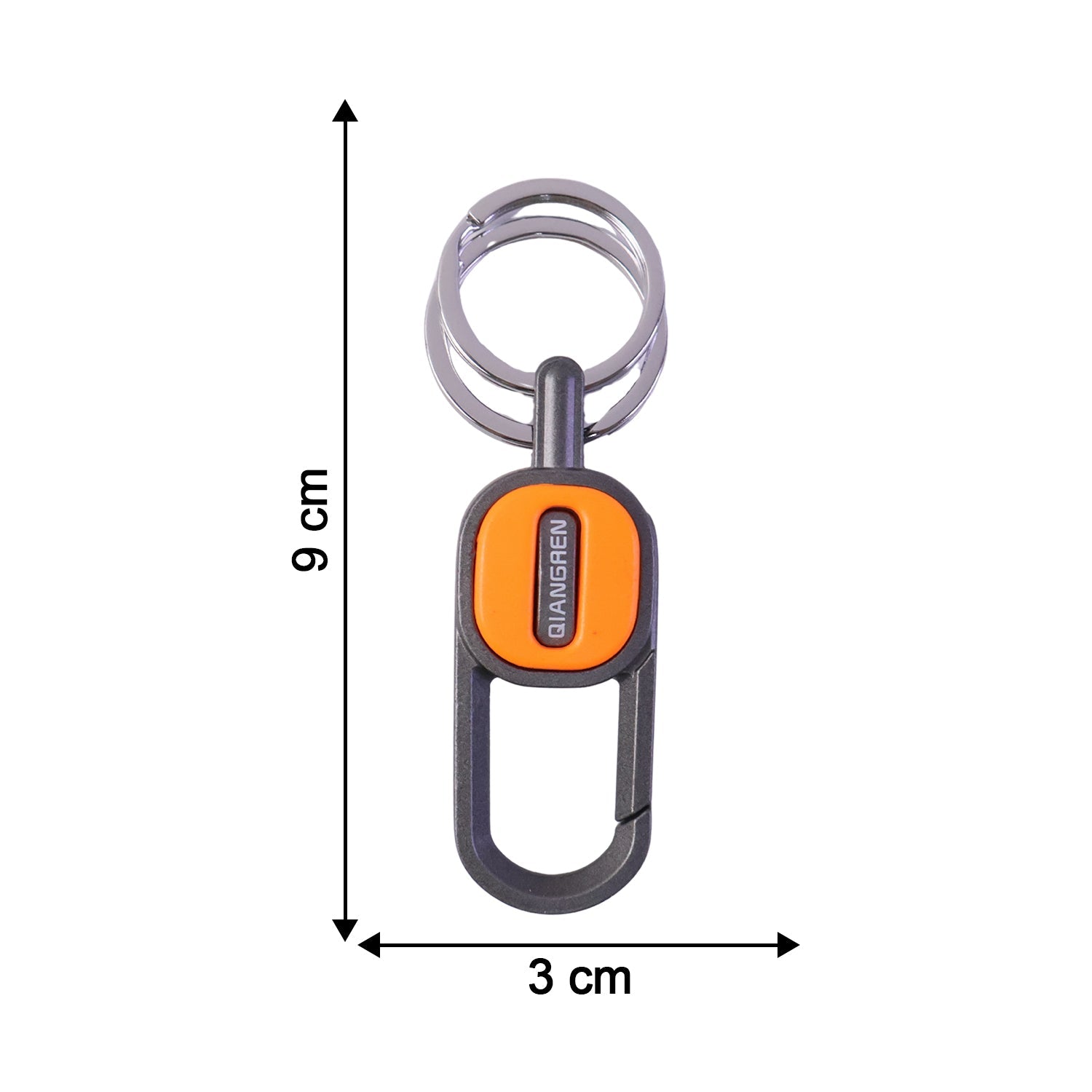 Close-up of the durable metal finish and texture of the keychain
