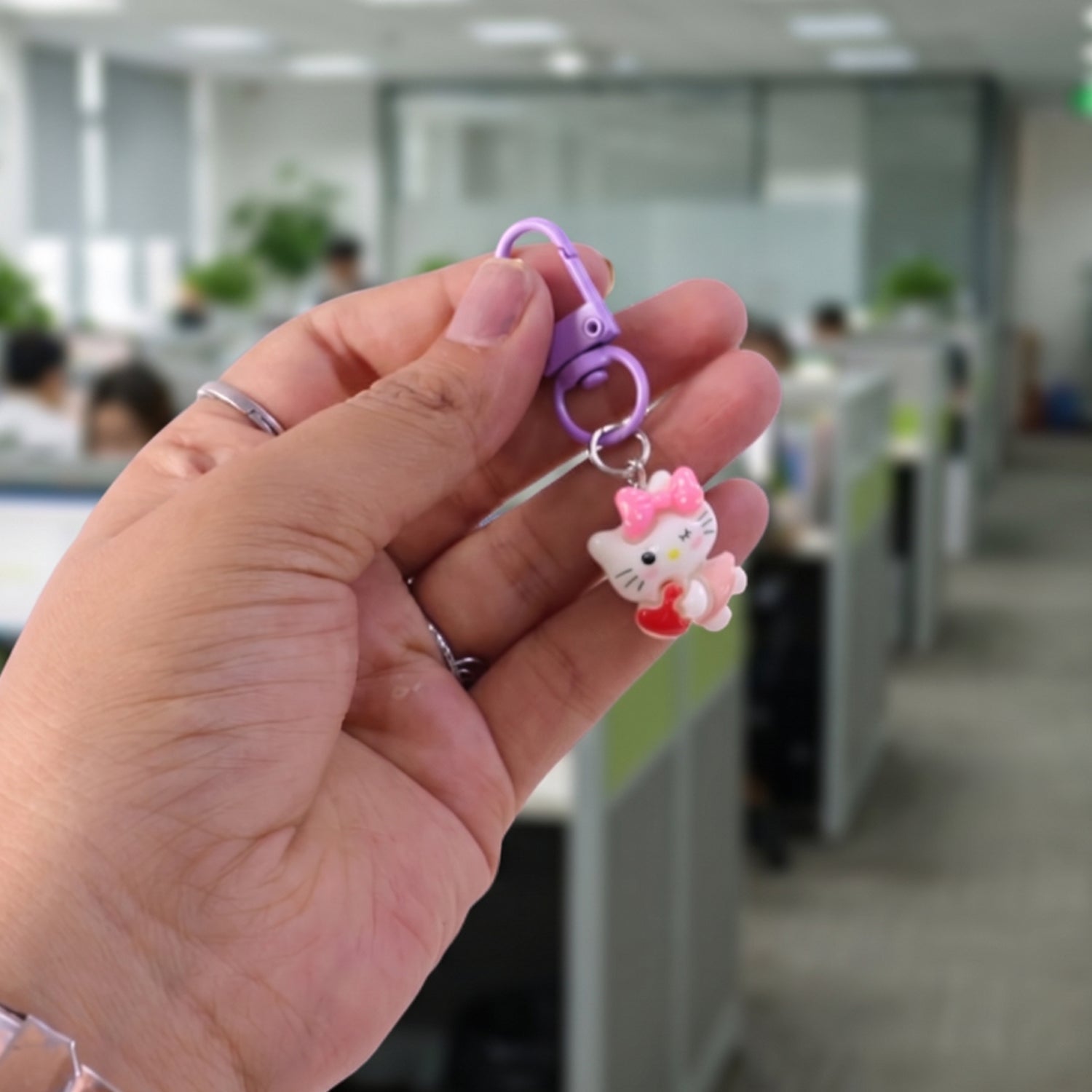 Cartoon Keychain with Heart and Bow (1 Pc)