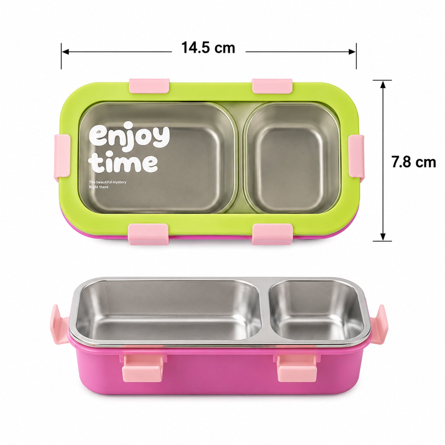 Stainless Steel Leak-Proof Lunch Box with 2 Compartments With Spoon & fork