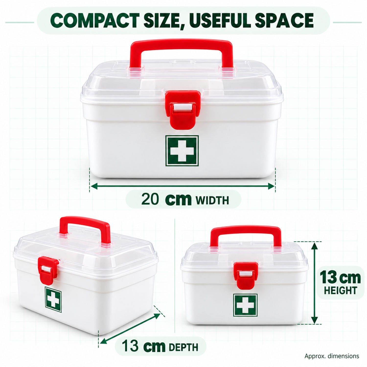 Medical Storage Box with Detachable Tray & Handle