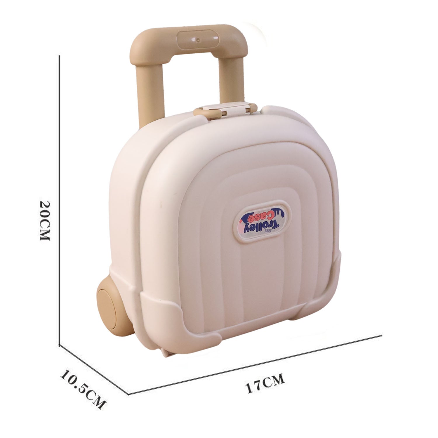 Size overview graphic of kids portable toy storage box dimensions