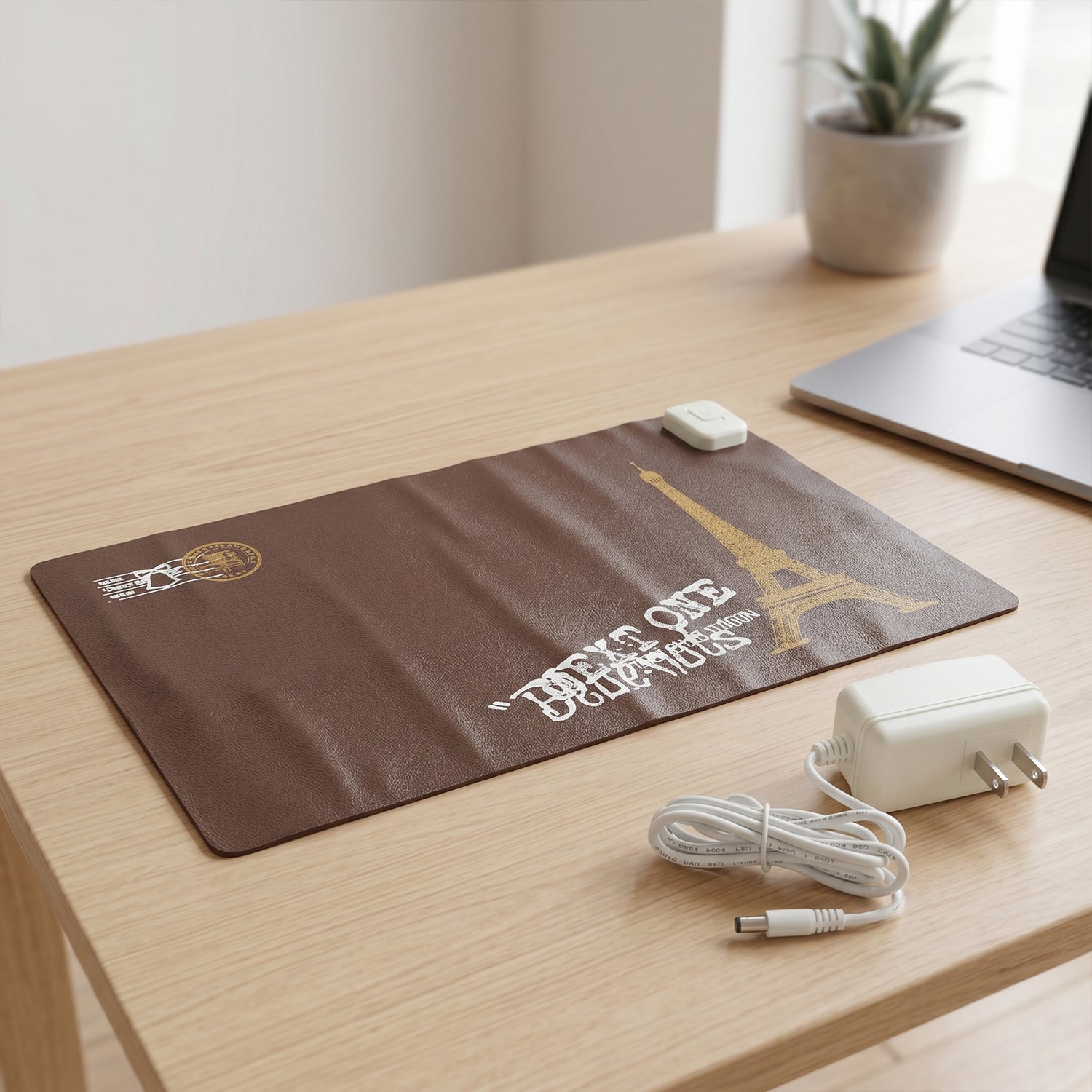 Underside of the heated mouse pad showing its non-slip base.
