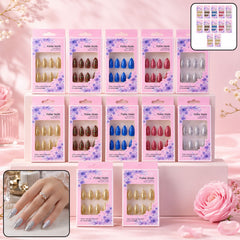 Display of mixed glitter press-on false nails