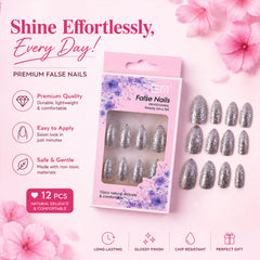 Glitter Press-On False Nails fake nails - (1 Pc / Mix Color & Design)