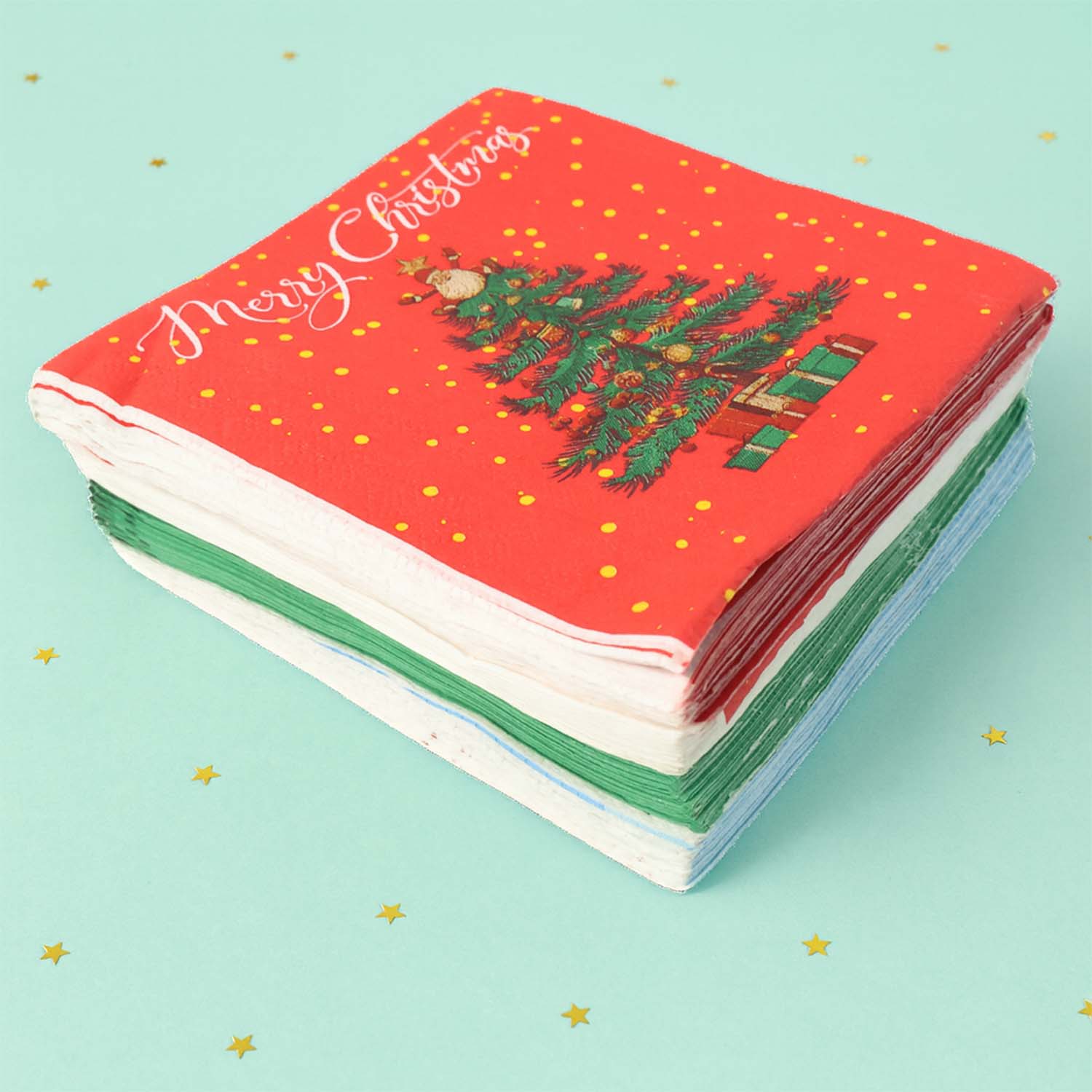 200 Pc Premium Festive Design Paper Napkins 10x10 Inch (26x26 cm)