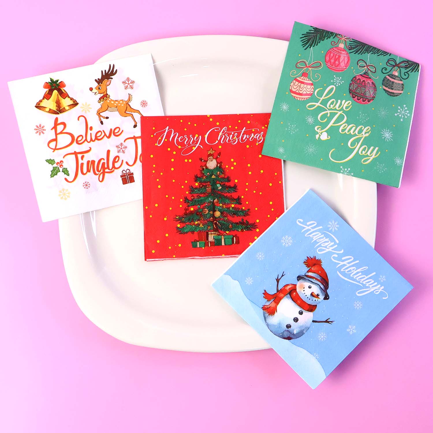 200 Pc Premium Festive Design Paper Napkins 10x10 Inch (26x26 cm)