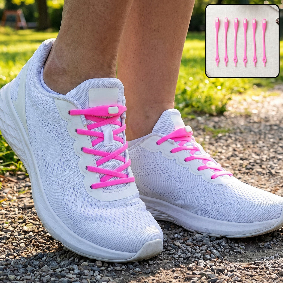 Stretchable silicone shoelaces no tie elastic laces for sneakers