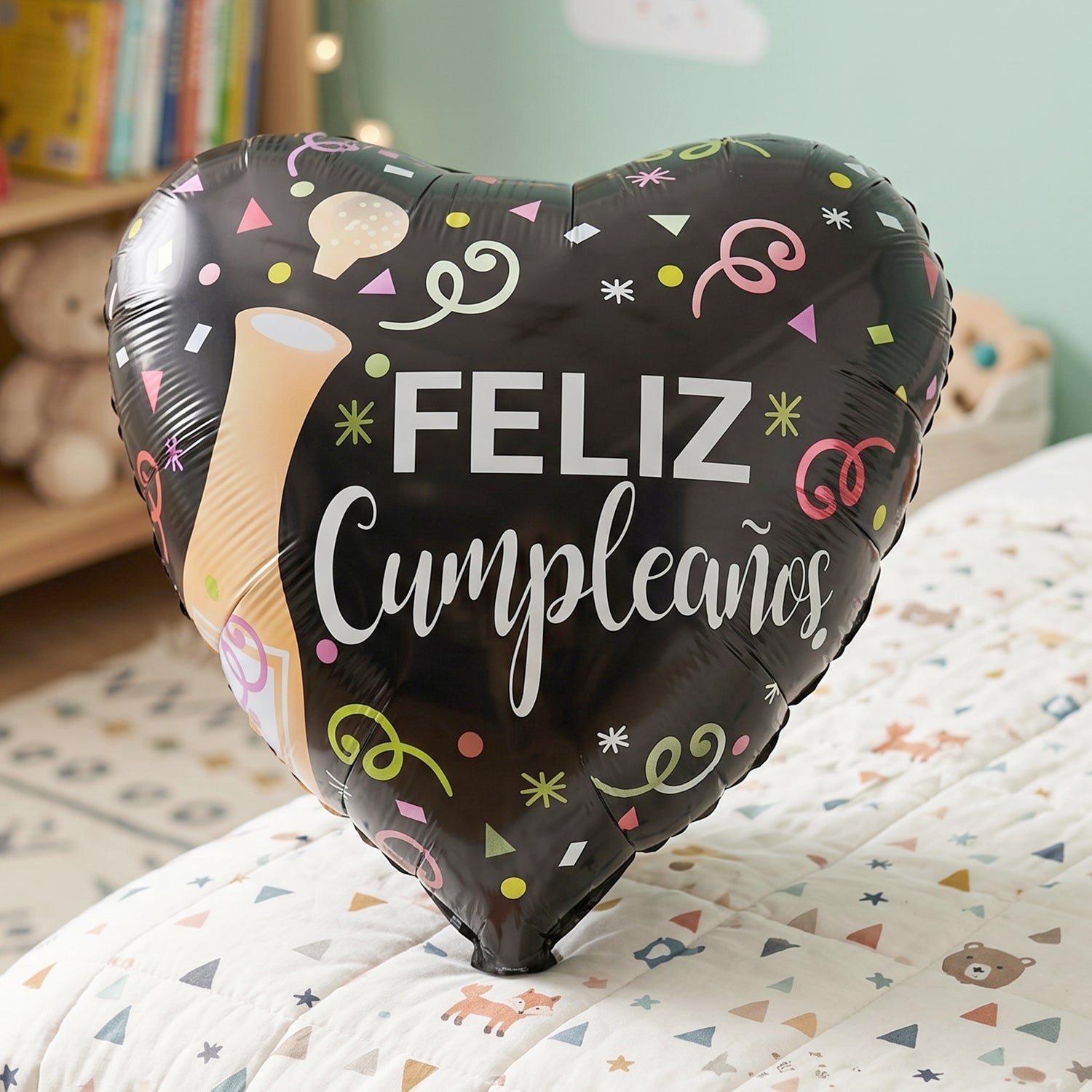 Birthday black heart balloon
