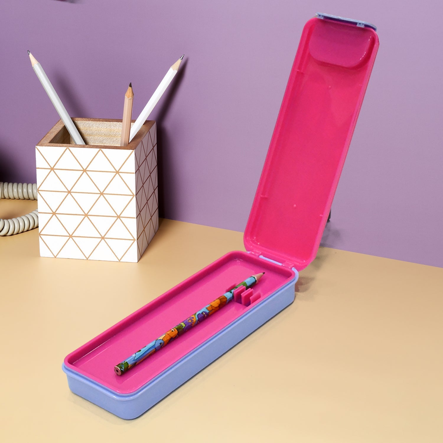 Cartoon Printed Pencil Box with Flip-Open Lid