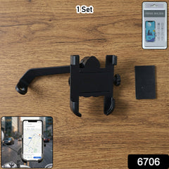 Mobile Phone Holder With Easy Adjustable Rear View Mirror Mount Solid Metal Cradle Stand Suitable for Bike & Mobile Phones