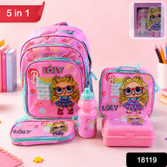 5 in 1 School Bag Set Includes Lunch Bag 14 Inch Bag  1 Set Mix