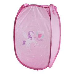 foldable pink clothes hamper unicorn