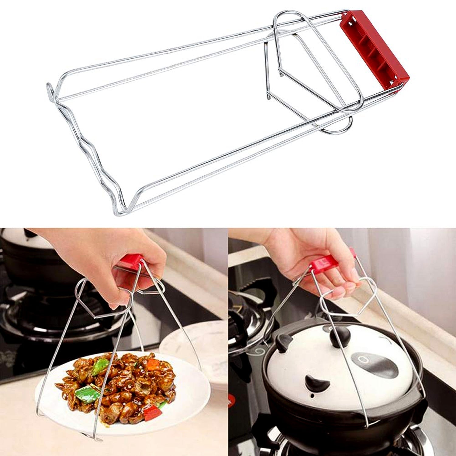 Hot cookware gripper tong with heat-resistant handle