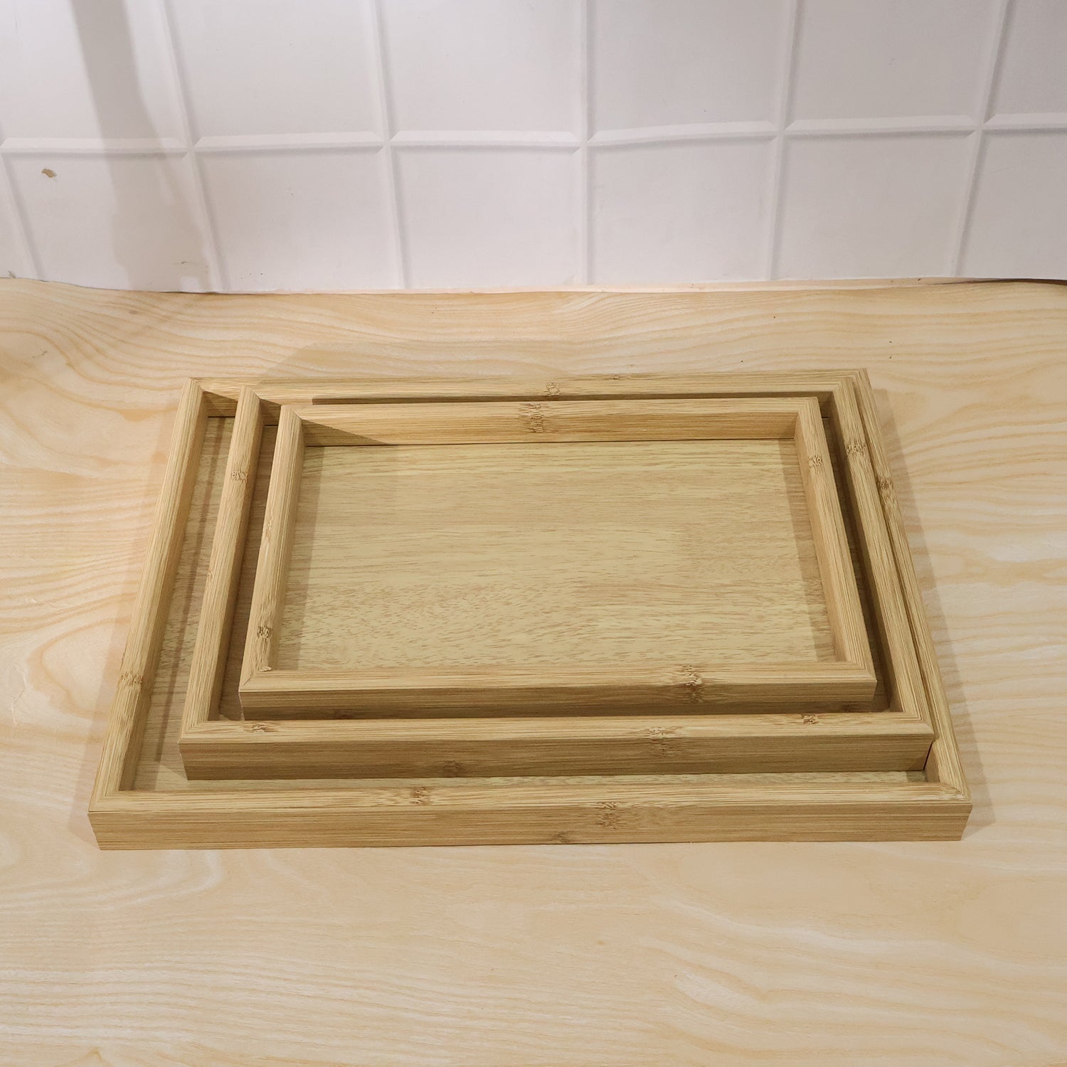 Wooden Finish Multipurpose Serving Tray Set (3 Pc)