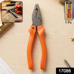 Steel jaw combination pliers with serrated grip and insulated handles for DIY projects