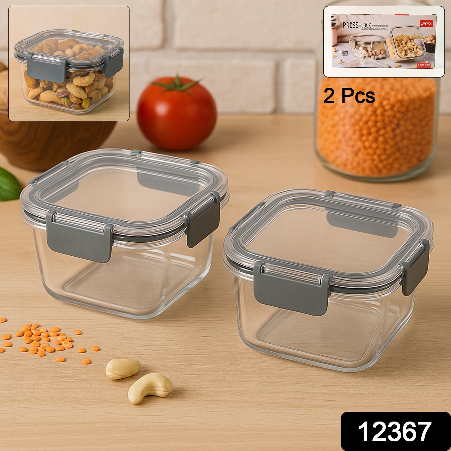 Apex Press Nâ€™ Lock Multi-Purpose Kitchen Storage Box Set