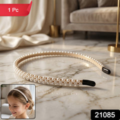 Premium Styling Pearl Embellished Stylish Hairband (1 Pc)