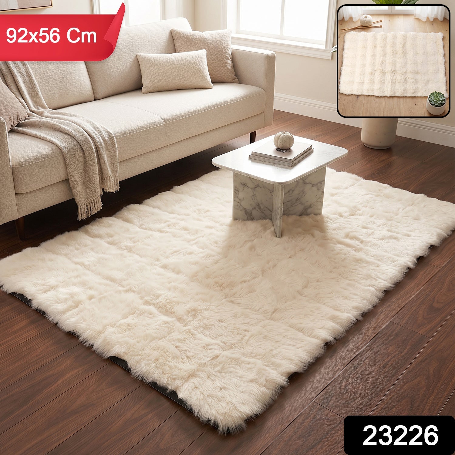 Faux fur rug measuring 92 by 56 cm, 1 piece