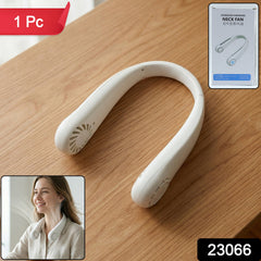 Portable Rechargeable Neck Fan (1 Pc, White Color)