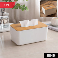 Tissue Box Desktop Stand Bamboo Tissue Cover Box Rectangular Paper Towel Holder Removable Tissue Dispenser for Bathroom Vanity Countertop Bedroom Car Holder Paper Towels Dispenser (1 Pc )