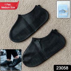 Waterproof Silicone Shoe Cover Black Color (1 Pair, Medium Size)