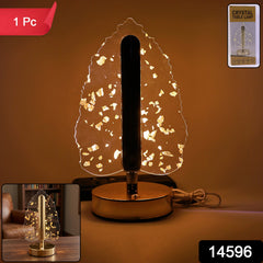 Golden Crystal Leaf-Shaped LED Table Lamp with USB Charging